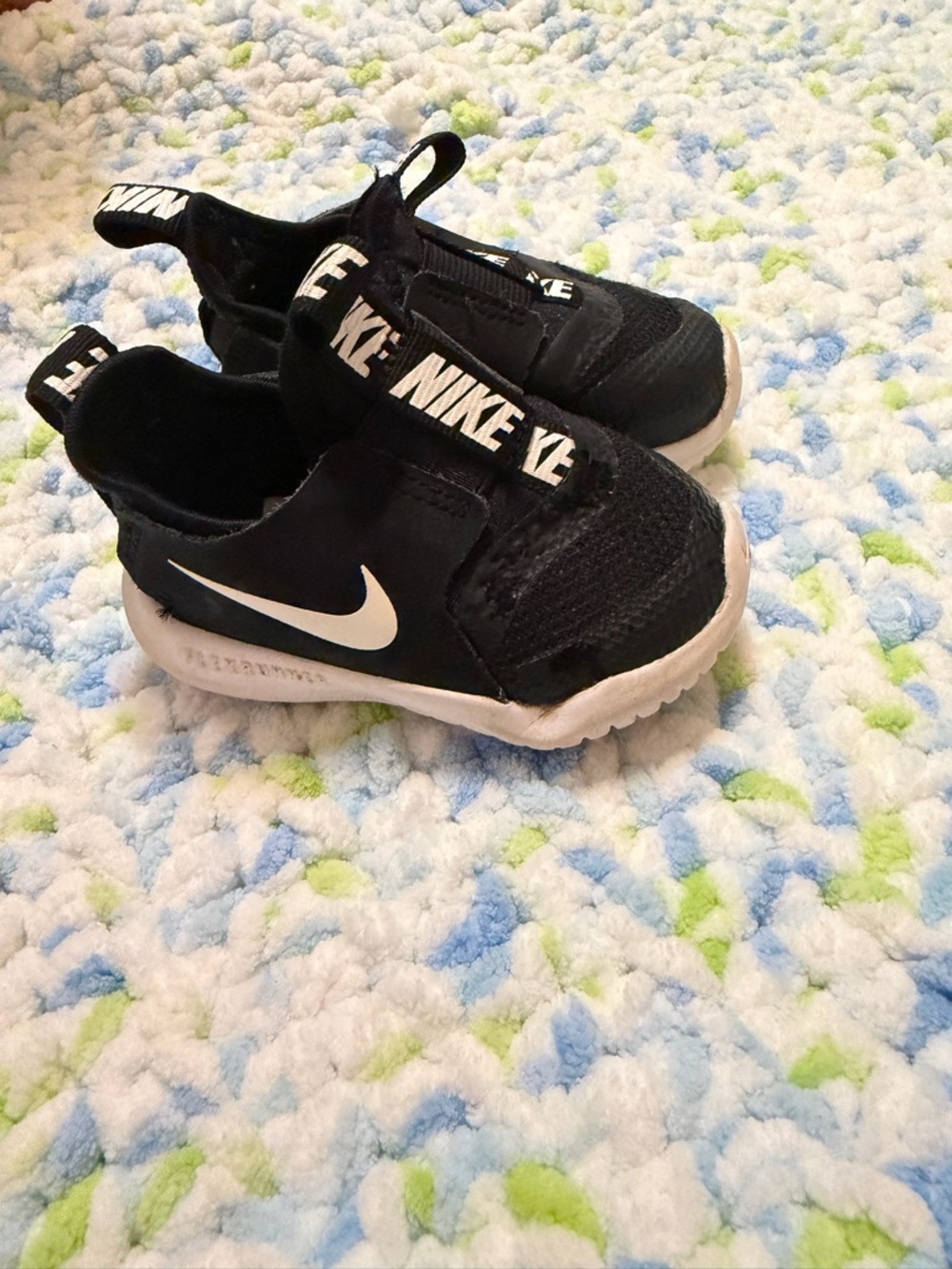 Nike Black and White Slip-On Kids Sneakers with Swoosh